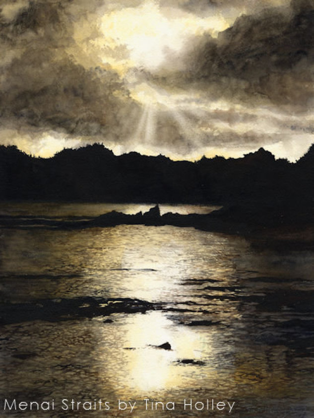 Aber Straits, Aber Menai Anglesey, Gwynedd, Ynys Mon, watercolour painting by Tina Holley