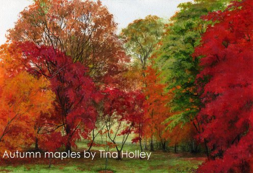 Autumn maples. Watercolour painting by Tina Holley
