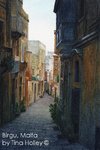 Birgu Malta, original watercolour by Tina Holley, Maltese Street